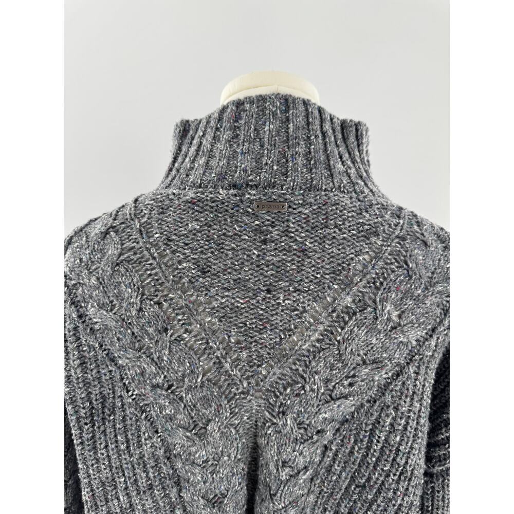 PrAna Womens Gray Cableknit Sweater Wool Blend Mock Neck 1/4 Zip M Cabincore - Picture 6 of 11